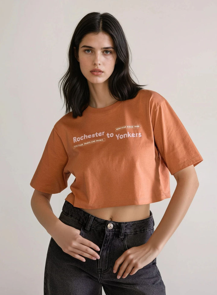Rochester Cropped T-Shirt, Brown