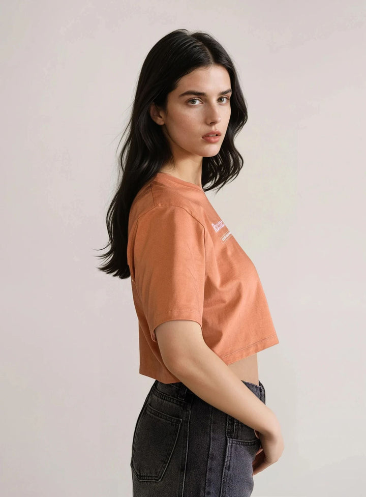 Rochester Cropped T-Shirt, Brown