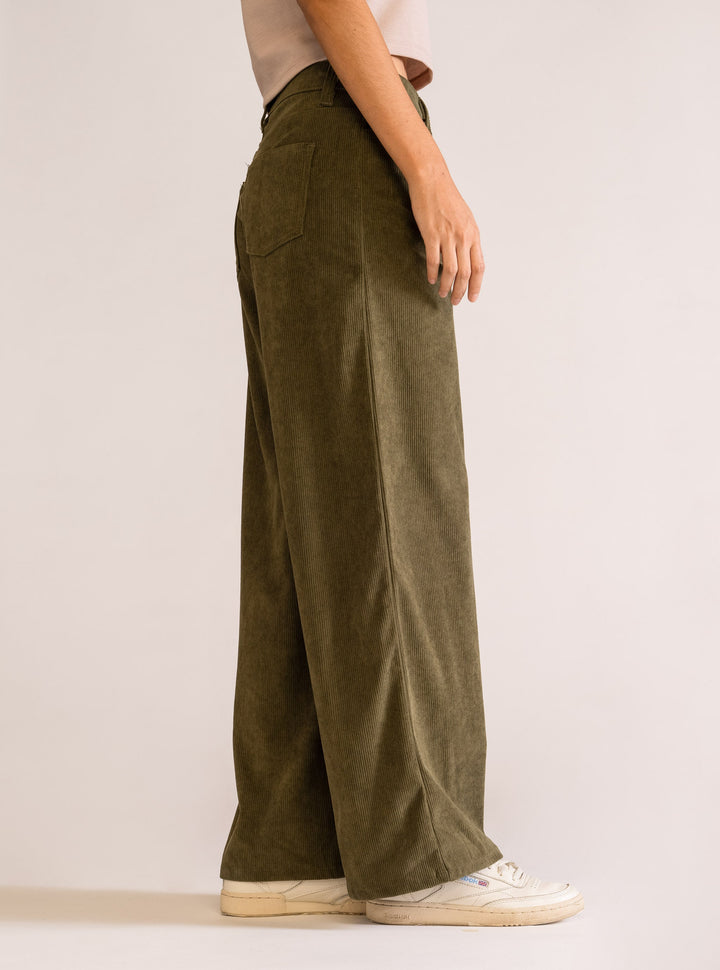 Cedar Tree Wide Leg Pants, Olive Green