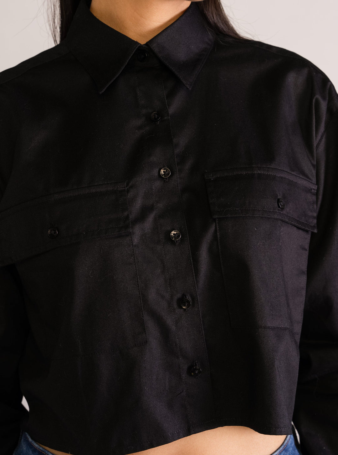 Everyday Cropped Shirt, Black