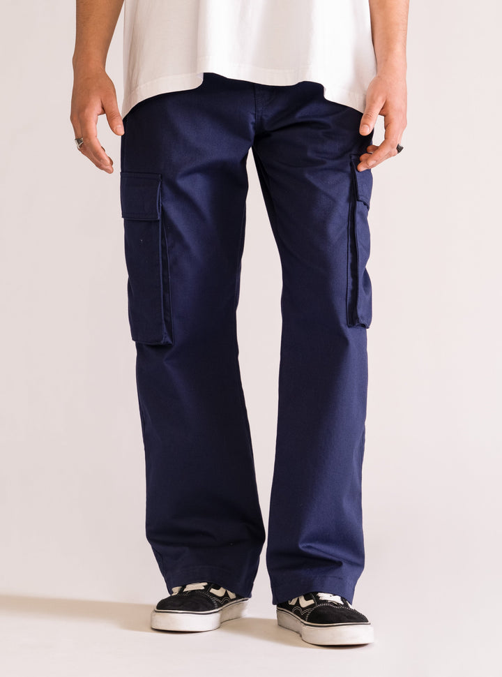 Kicked Off Cargo Pants, Navy Blue