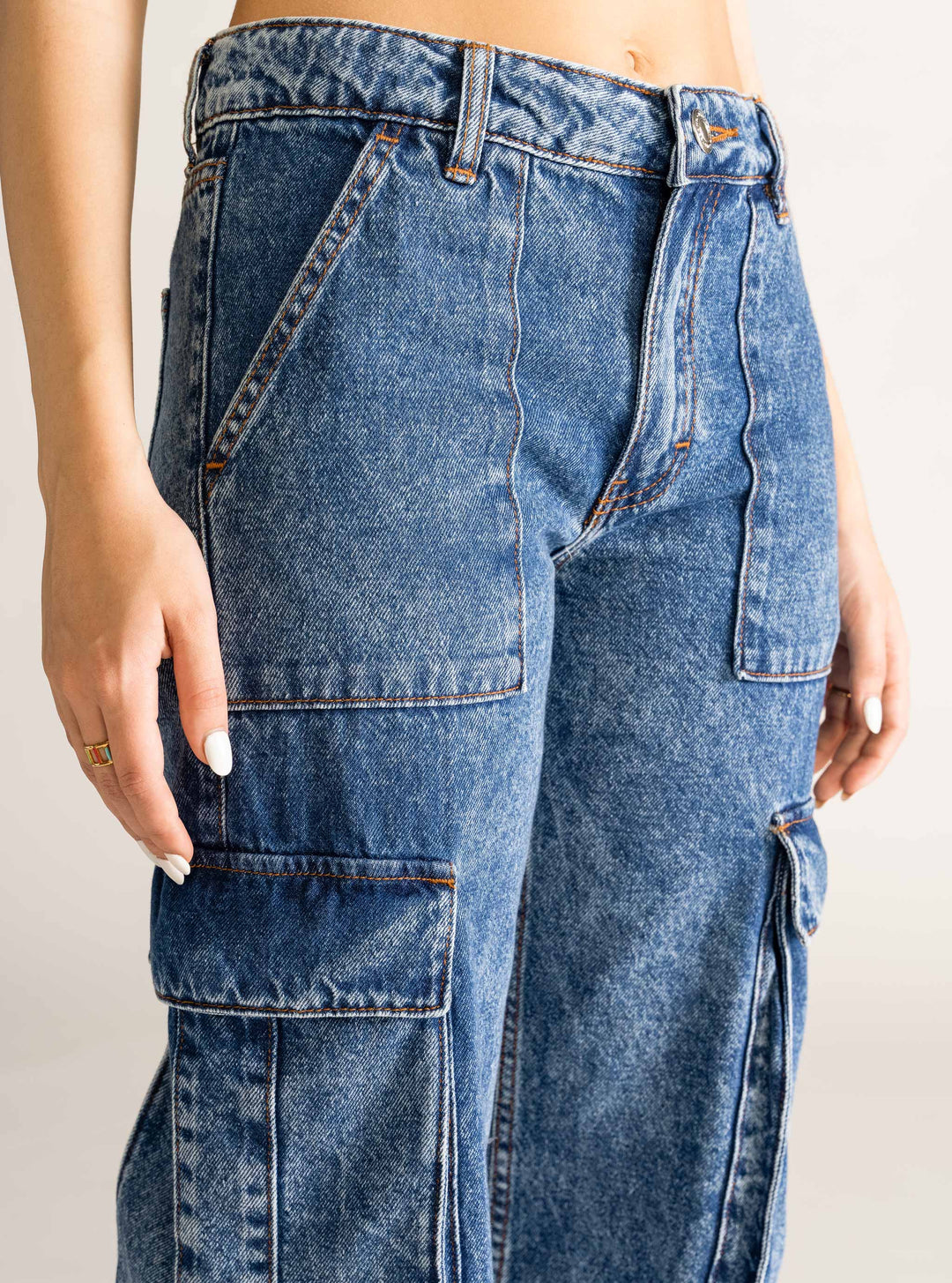 Don't Call Me Baby Cargo Jeans, Blue