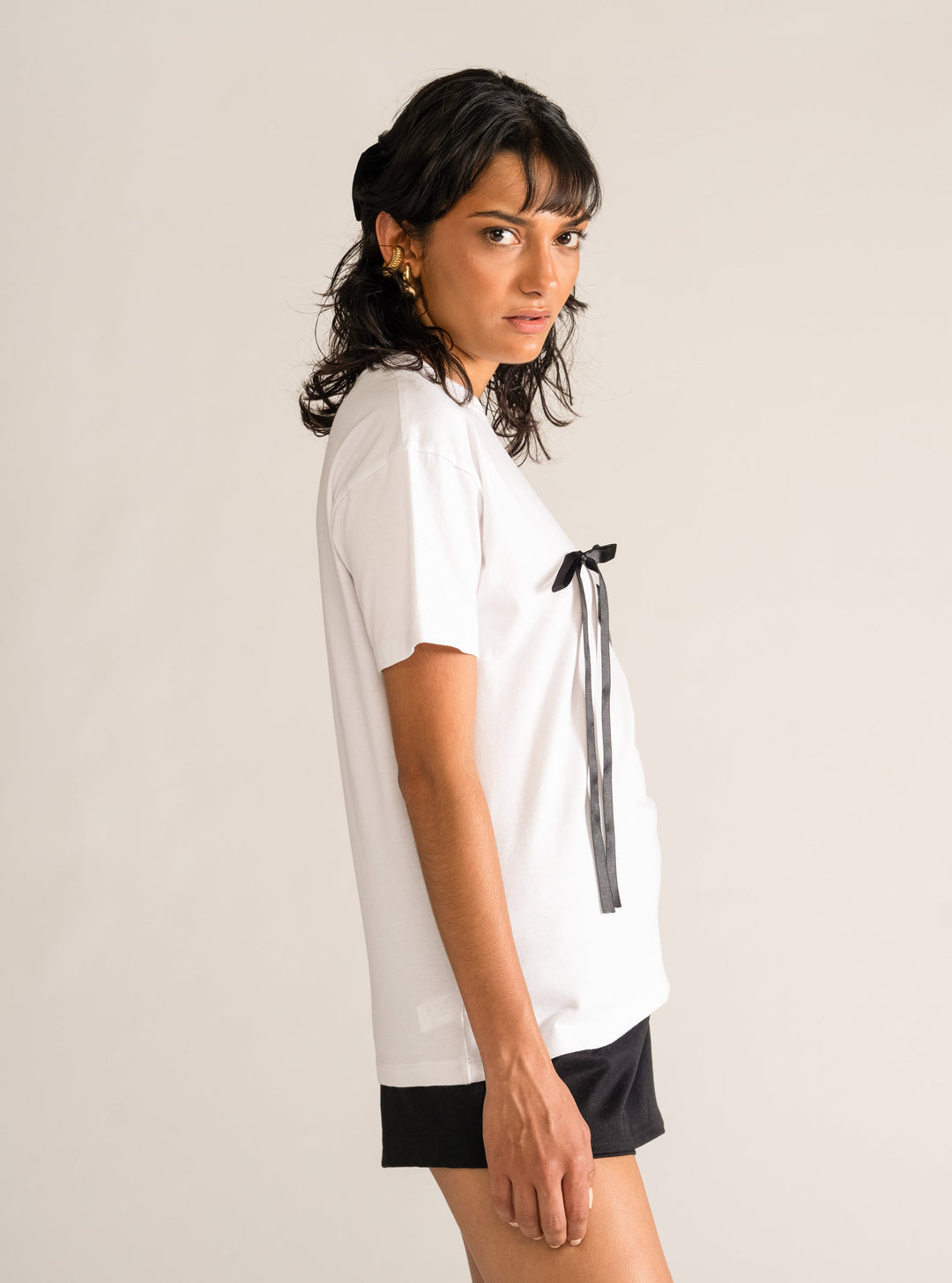 Tease And Bow Tee, White