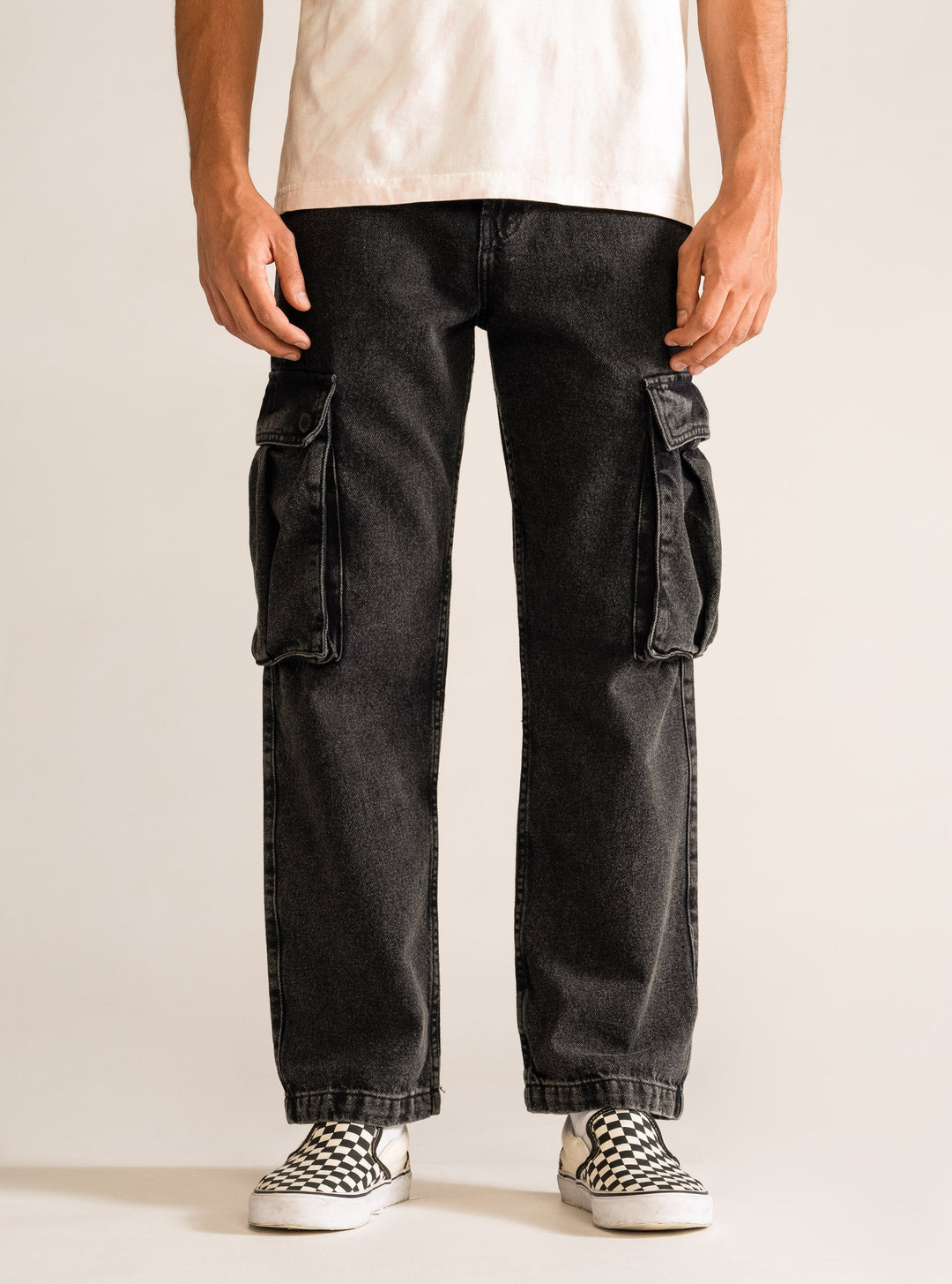 Taking Over Me Cargo Jeans, Black